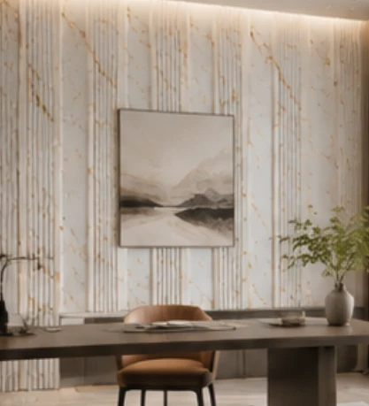 Elegant Marble Finish PS Wall Panel For Living Room, Hotel And Office Walls factory