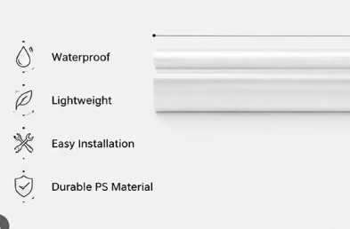High Quality PS Skirting Board White Baseboard Moulding For Modern Home Interior Wall Decoration factory